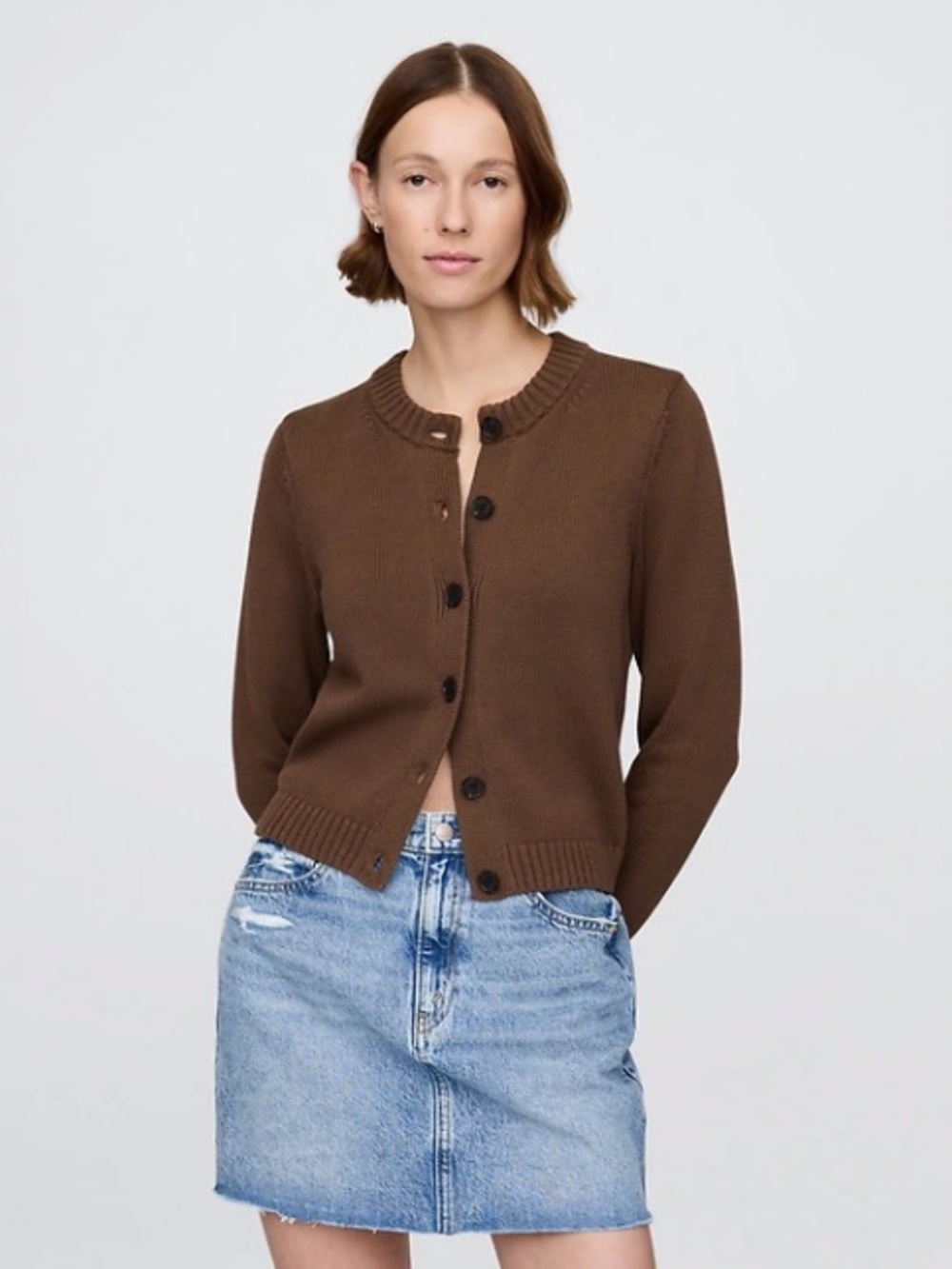100% Cotton GAP Crewneck Button-Up Knit Cardigan